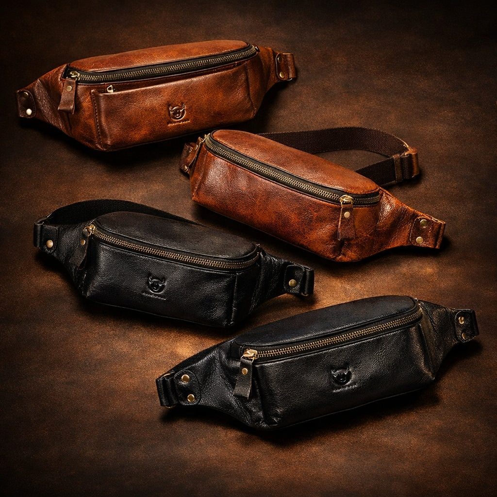 Echtleder Umhängetasche Herren – Vintage Retro Style, Braun & Schwarz