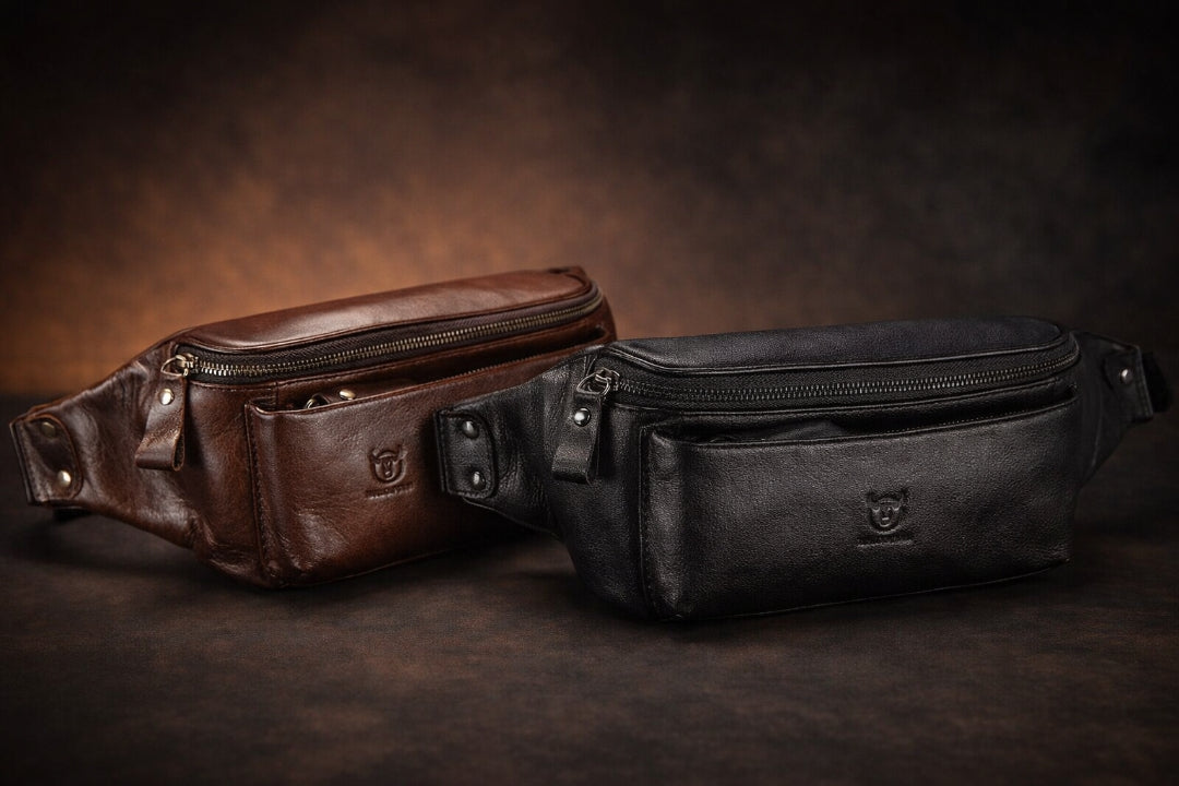 Echtleder Umhängetasche Herren – Vintage Retro Style, Braun & Schwarz