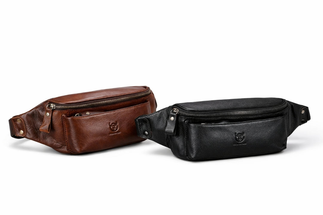 Echtleder Umhängetasche Herren – Vintage Retro Style, Braun & Schwarz