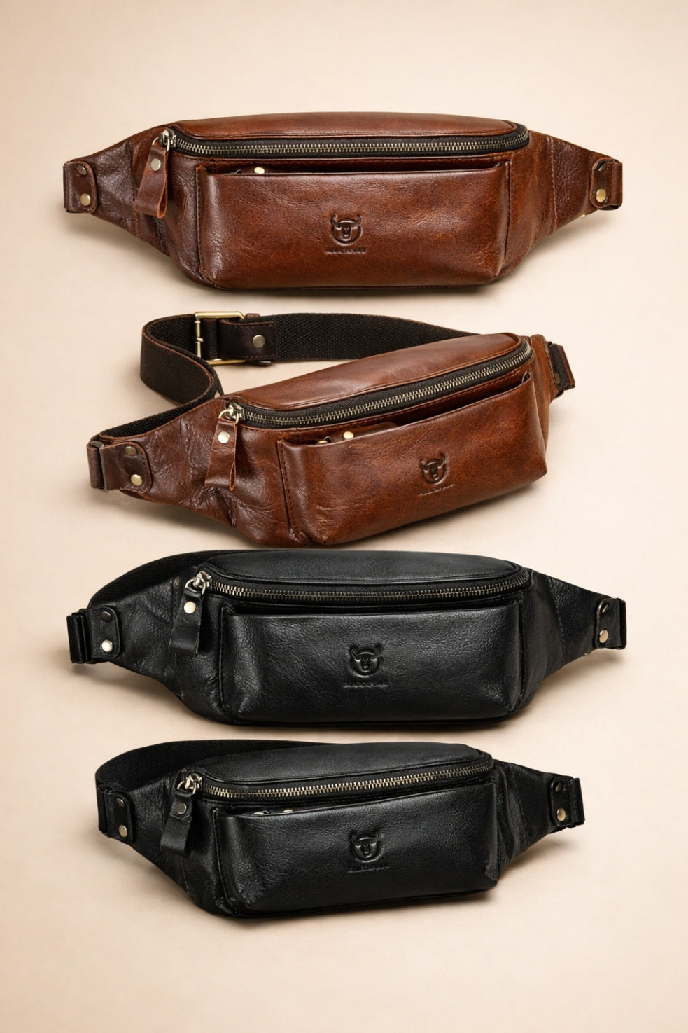 Echtleder Umhängetasche Herren – Vintage Retro Style, Braun & Schwarz