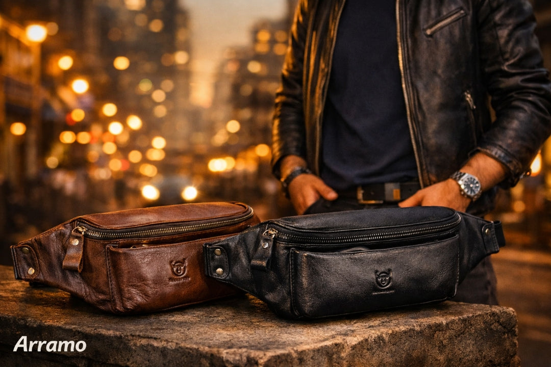 Echtleder Umhängetasche Herren – Vintage Retro Style, Braun & Schwarz